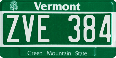 VT license plate ZVE384
