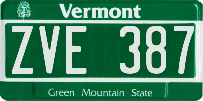 VT license plate ZVE387