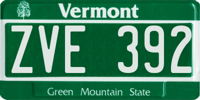 VT license plate ZVE392