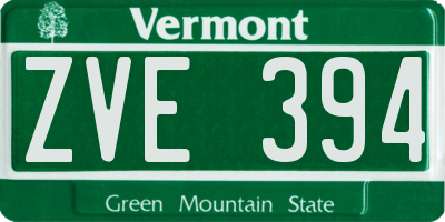 VT license plate ZVE394