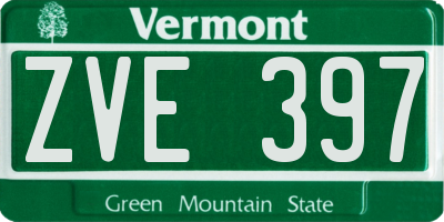 VT license plate ZVE397