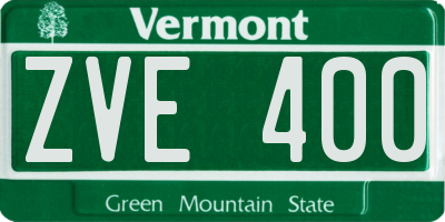 VT license plate ZVE400