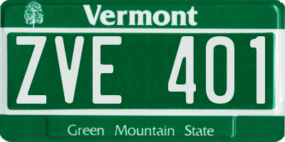 VT license plate ZVE401