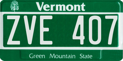 VT license plate ZVE407