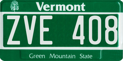 VT license plate ZVE408