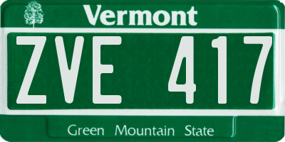 VT license plate ZVE417
