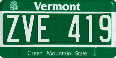VT license plate ZVE419