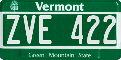 VT license plate ZVE422