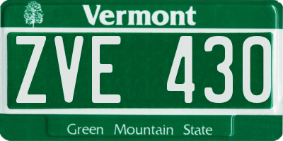 VT license plate ZVE430