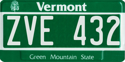 VT license plate ZVE432