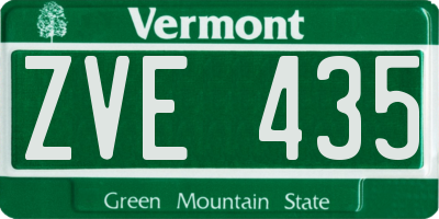 VT license plate ZVE435