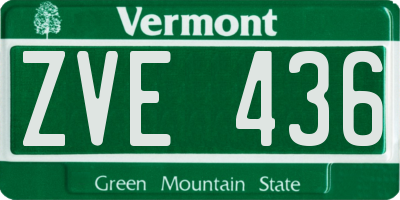VT license plate ZVE436