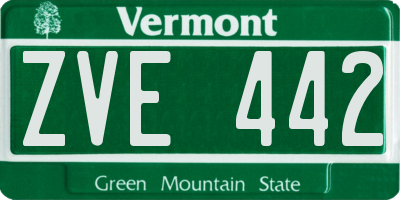 VT license plate ZVE442