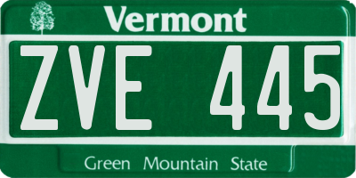 VT license plate ZVE445