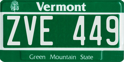 VT license plate ZVE449
