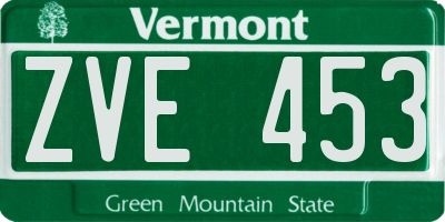 VT license plate ZVE453