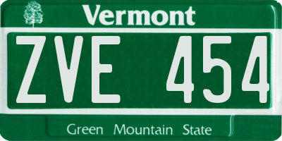 VT license plate ZVE454