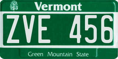 VT license plate ZVE456