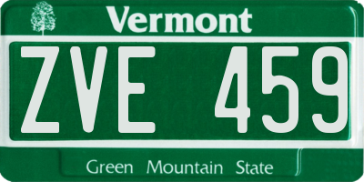 VT license plate ZVE459