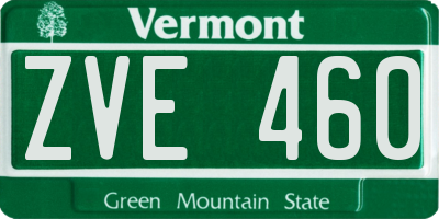 VT license plate ZVE460