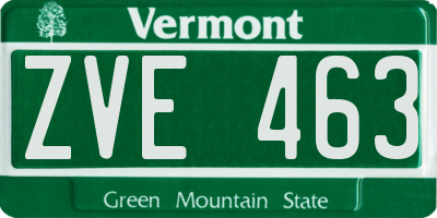 VT license plate ZVE463