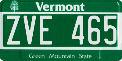 VT license plate ZVE465