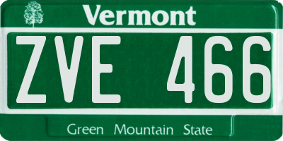 VT license plate ZVE466