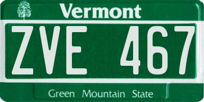 VT license plate ZVE467