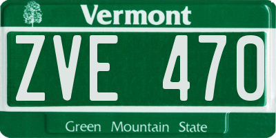 VT license plate ZVE470