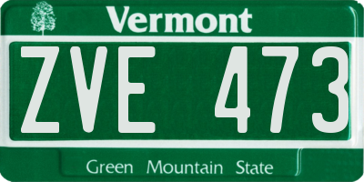 VT license plate ZVE473