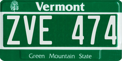 VT license plate ZVE474