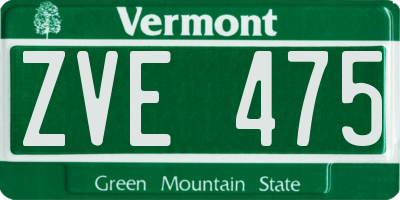 VT license plate ZVE475