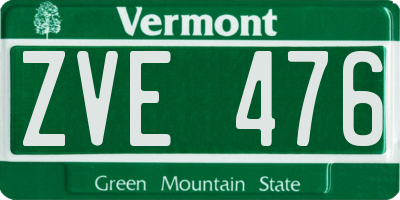 VT license plate ZVE476