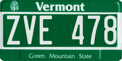 VT license plate ZVE478