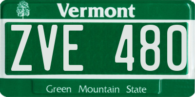 VT license plate ZVE480