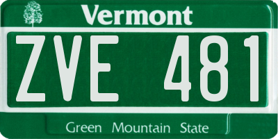 VT license plate ZVE481