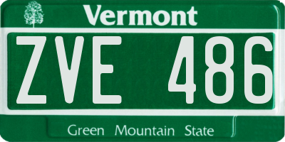 VT license plate ZVE486