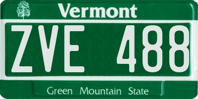 VT license plate ZVE488