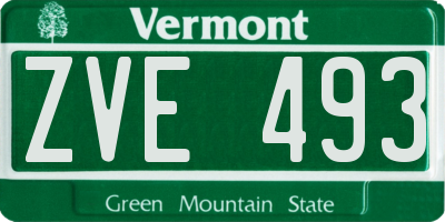VT license plate ZVE493