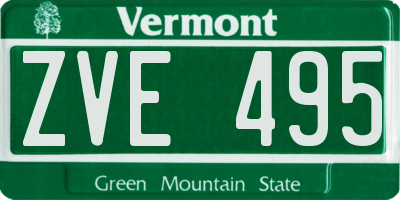 VT license plate ZVE495