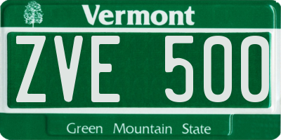 VT license plate ZVE500