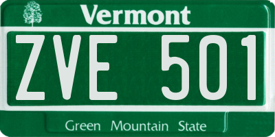 VT license plate ZVE501