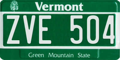 VT license plate ZVE504