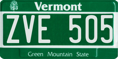 VT license plate ZVE505