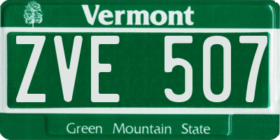 VT license plate ZVE507
