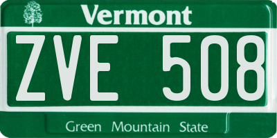 VT license plate ZVE508