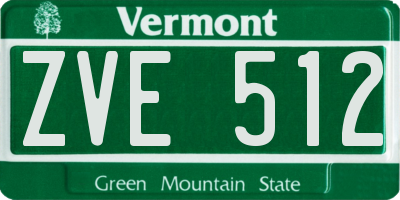 VT license plate ZVE512