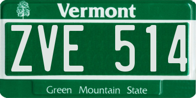 VT license plate ZVE514