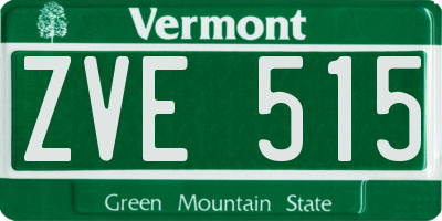 VT license plate ZVE515