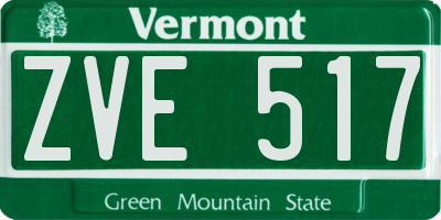 VT license plate ZVE517